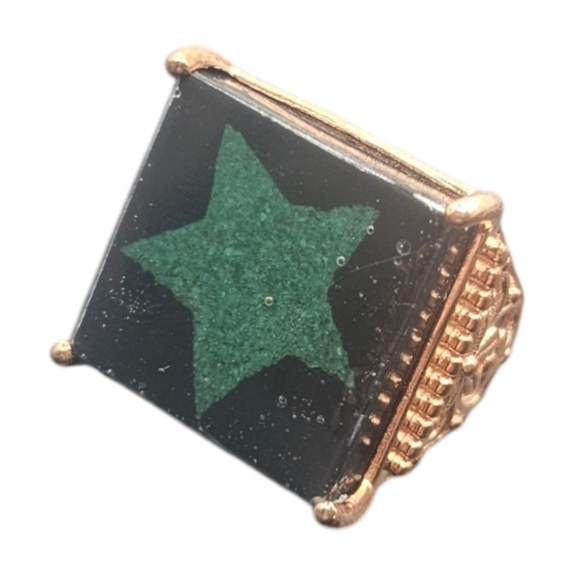 Shungite and Malachite Ring - Picture 2 of 4